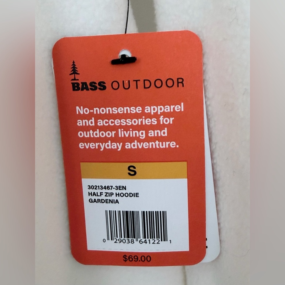 Bass Outdoor Cream & PurpleTrim Hooded Quarter Zip Fleece PullOver Top Small NWT - Picture 6 of 8